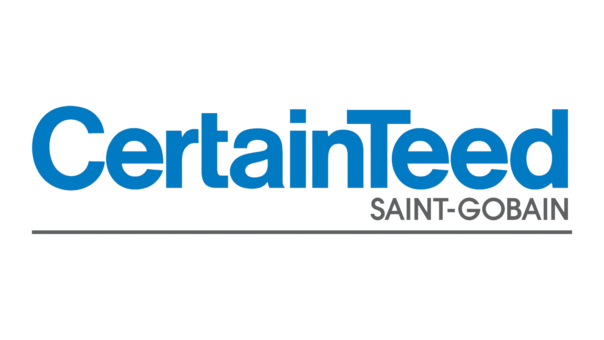 The logo for certainteed saint-gobain is blue and white.