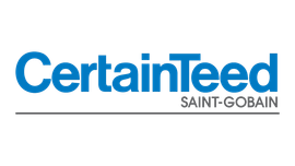 The logo for certainteed saint-gobain is blue and white.