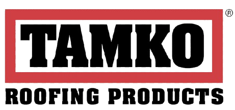 A logo for tamko roofing products is shown on a white background.