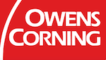 The logo for owens corning is red and white.