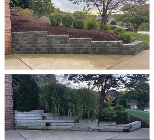 Before and After Examples of Decorative Retaining Wall using Versa-Lok Wall Block