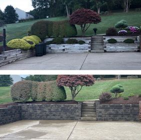 Before and After Retaining Wall using Versa Lok Wall Block