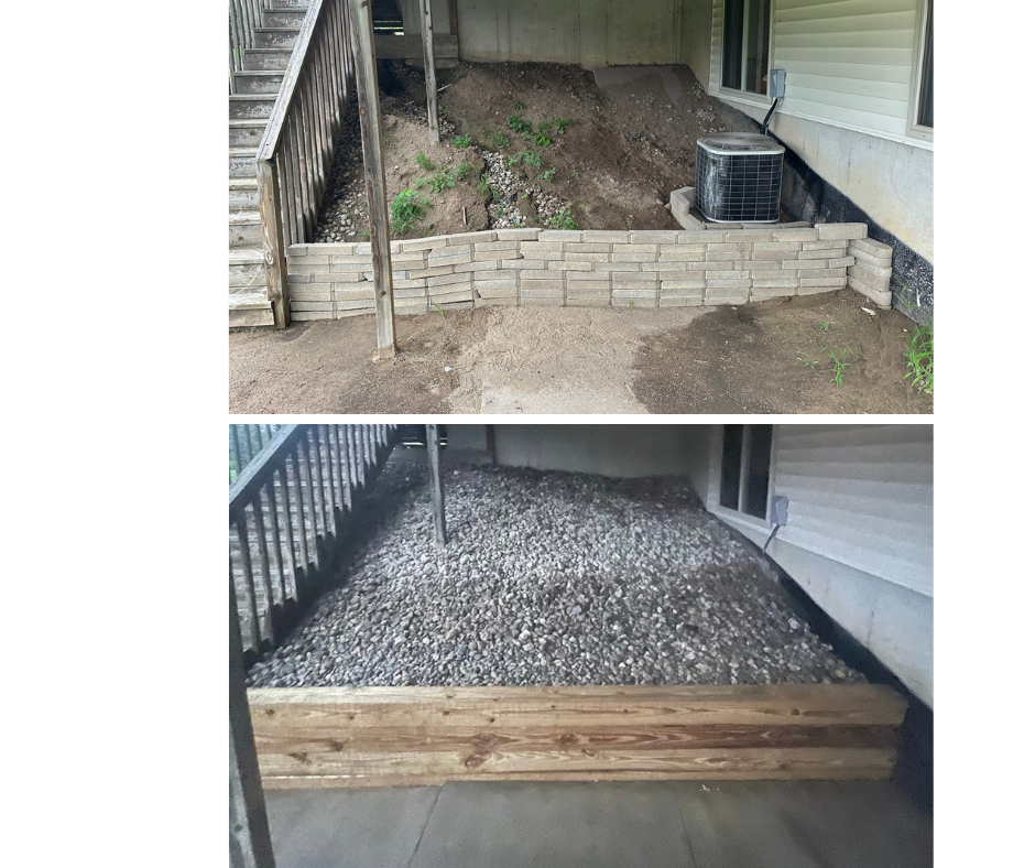 Timber retaining wall install in Okemos, MI. Plus landscape stone install.