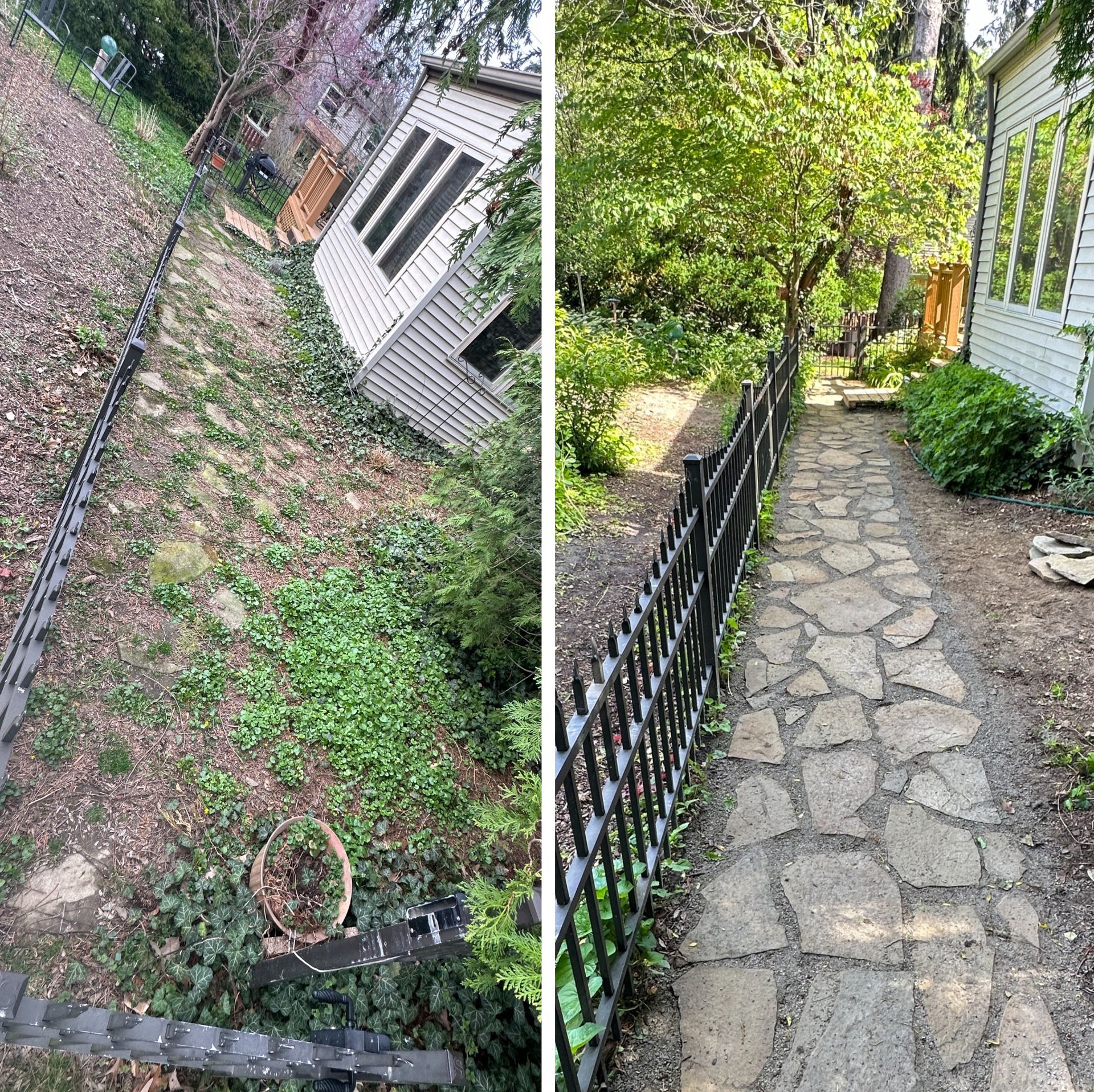 Flagstone walkway installation in East Lansing, Michigan