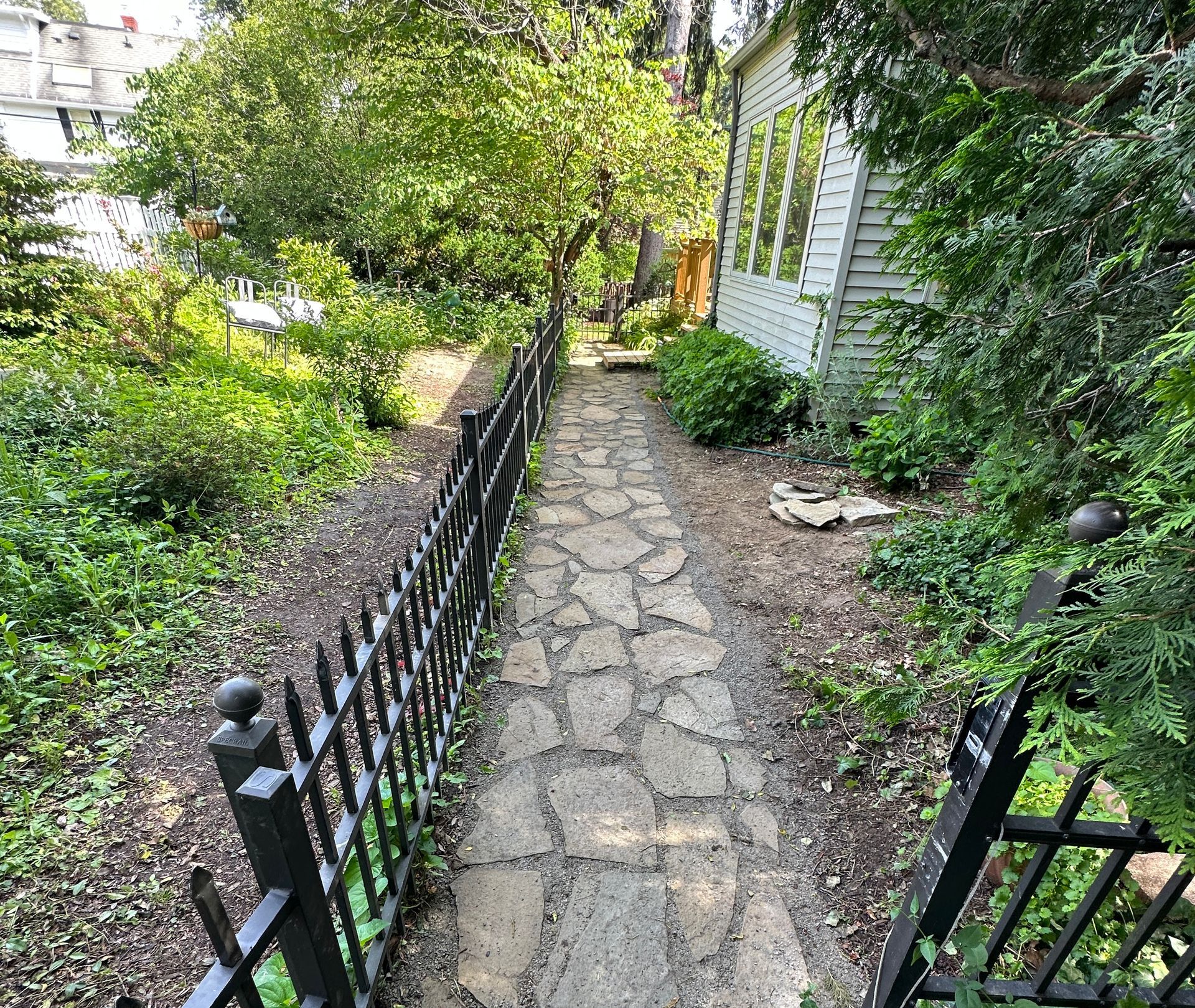 Flagstone walkway installation in East Lansing, Michigan