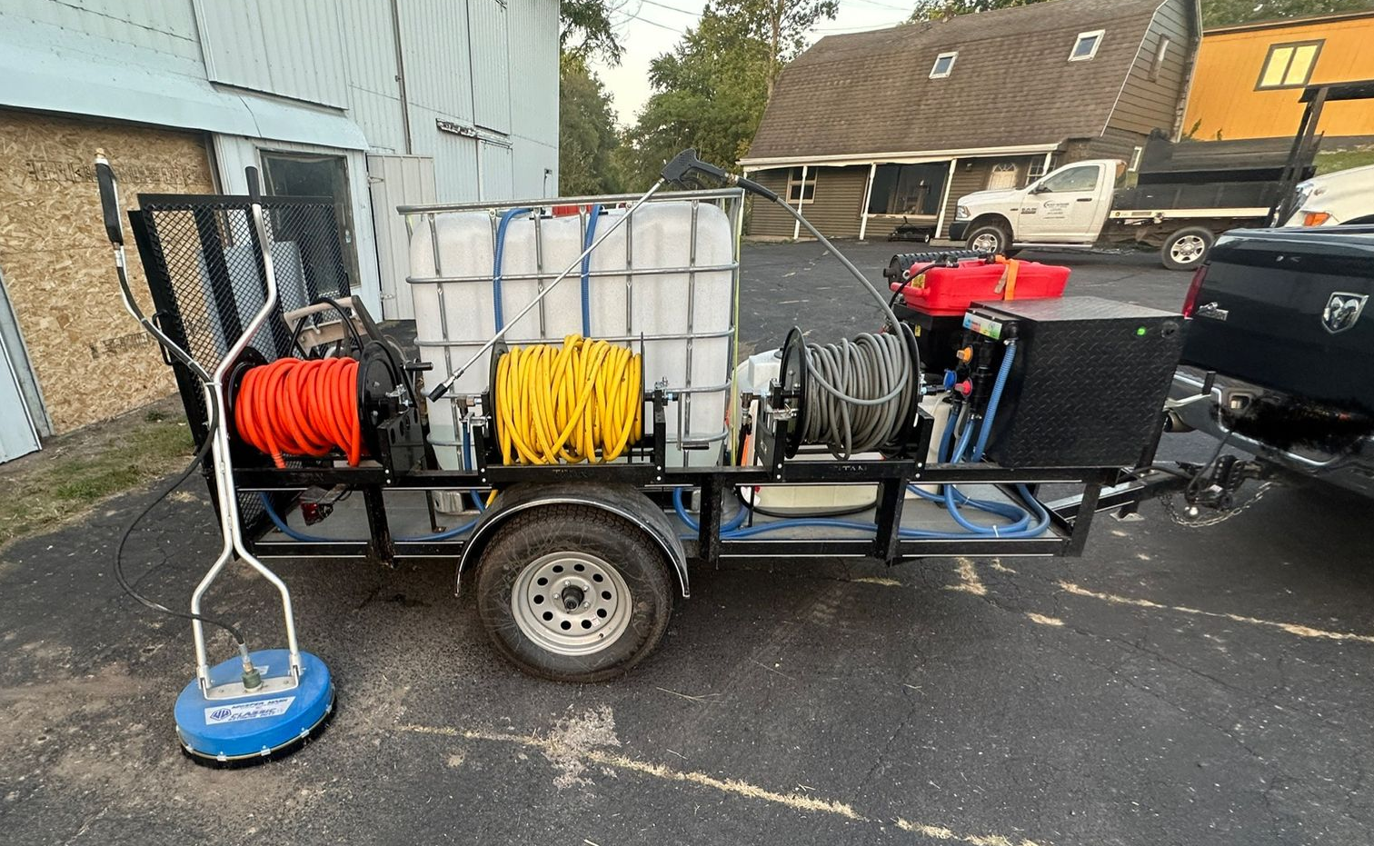 Commercial power and soft washing trailer for residential and commercial exterior cleaning in the Greater Lansing area