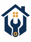 Logo di una casa blu con finestra arancione e al suo interno una figura a forma di chiave inglese di colore blu scuro.