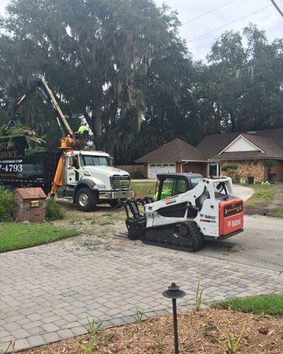Two white truck — Tree Removal in Jacksonville, FL