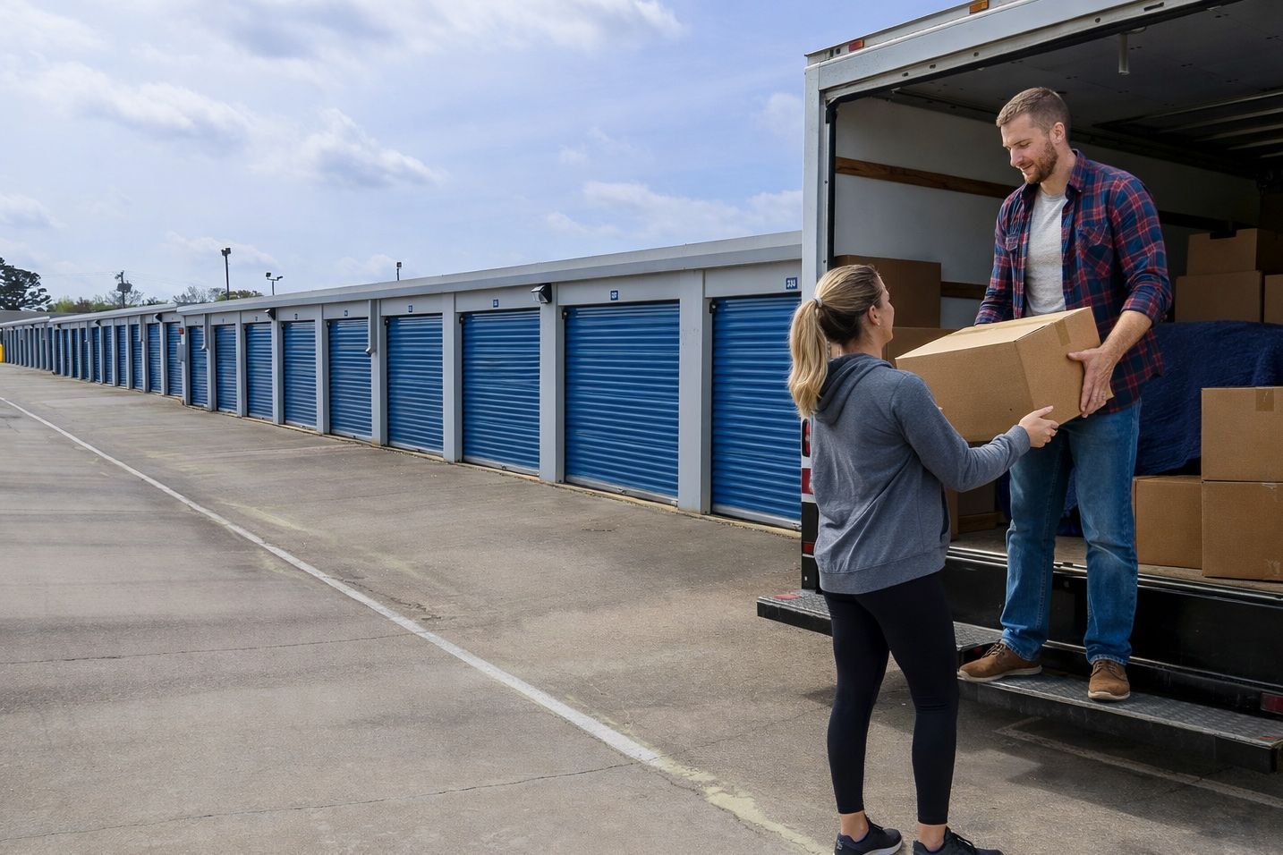 Couple unloading for self storage in Burlington, NC