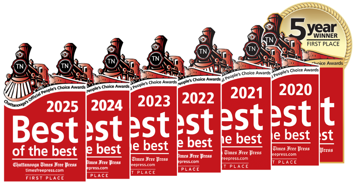 Awards with train graphics and