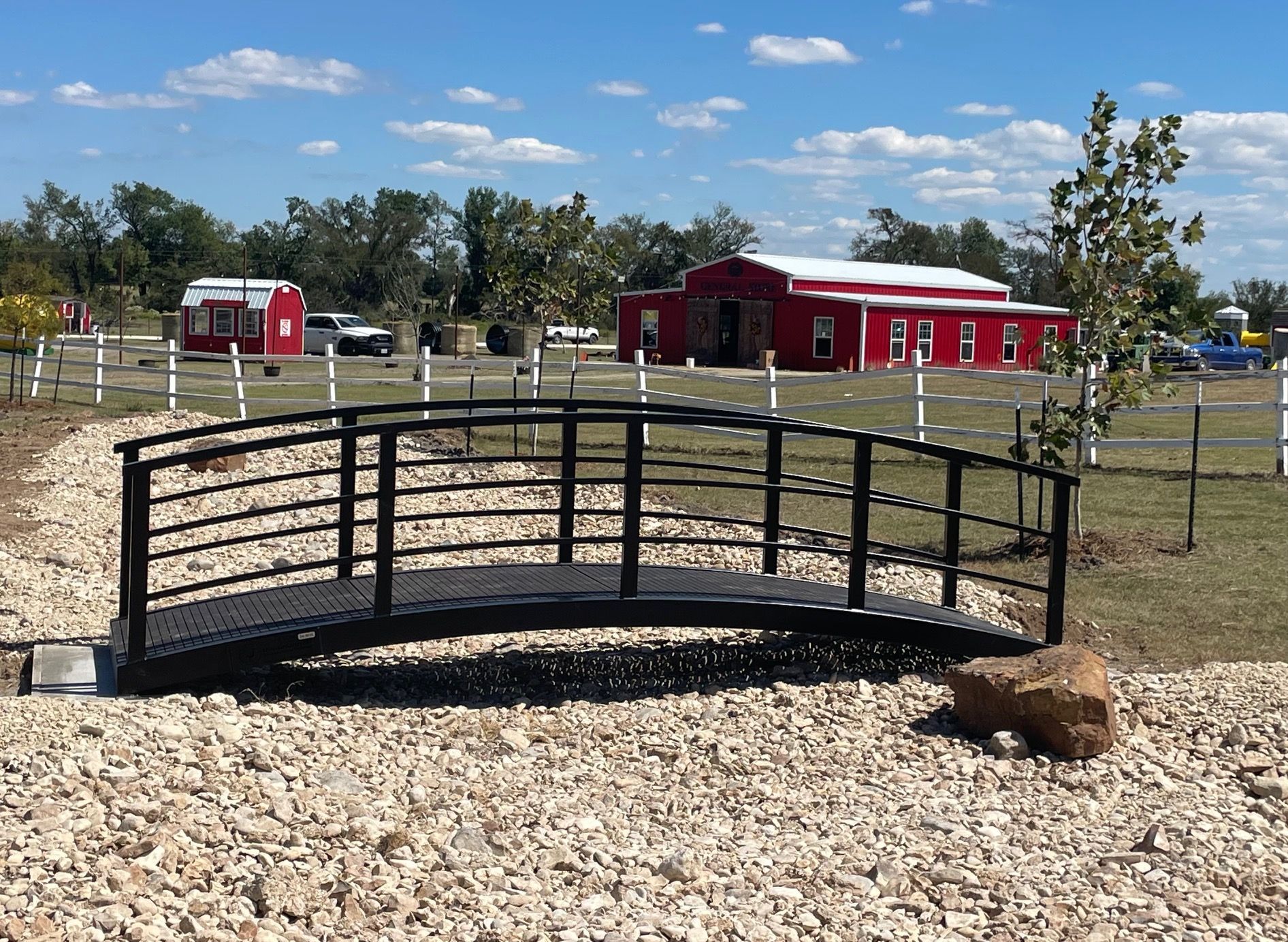 Arched bridge over dry riverbed