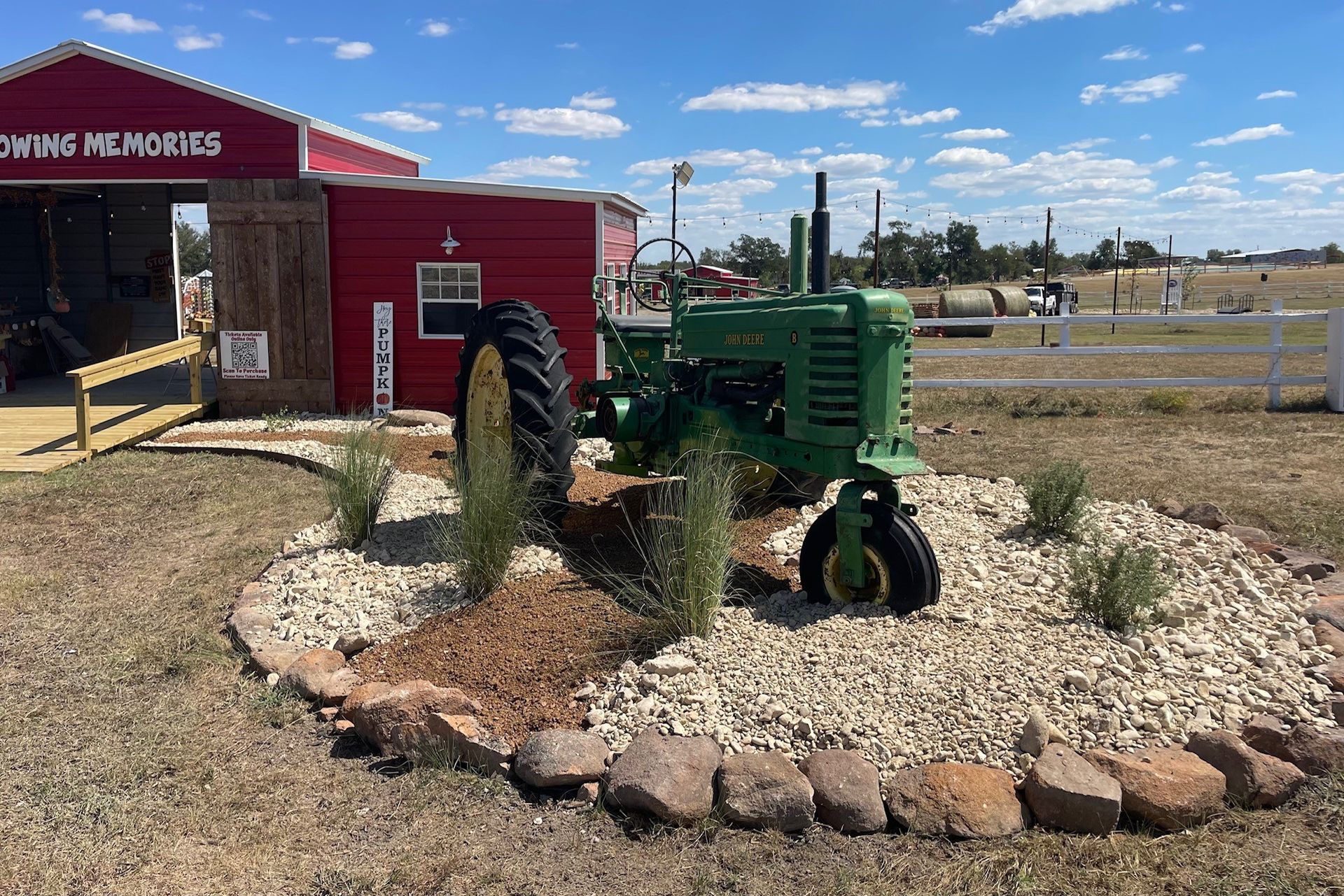 Old John Deere tractor in landscape