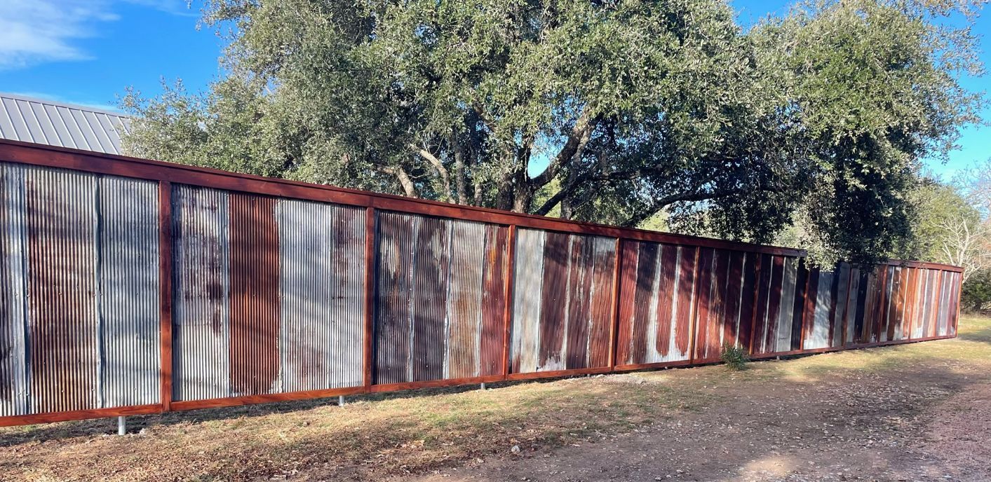 Rusty metal privacy fence