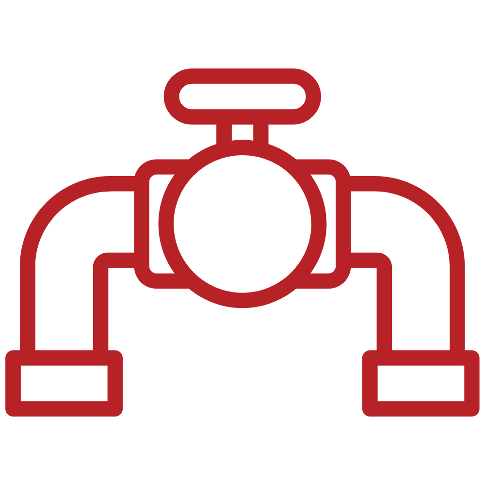 Red pipe valve icon.