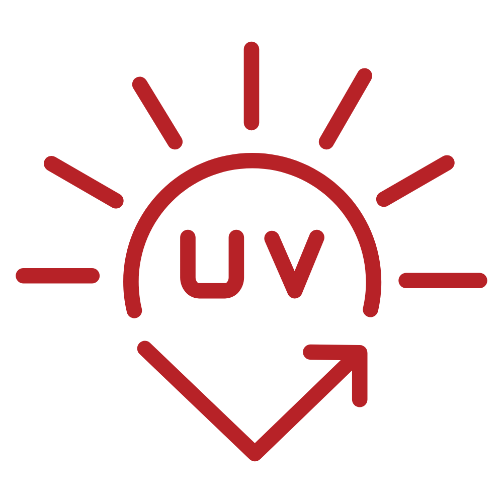 Red icon: sun emitting rays above