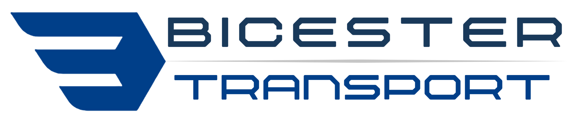 Logo of Bicester Transport, blue and white. Text reads 