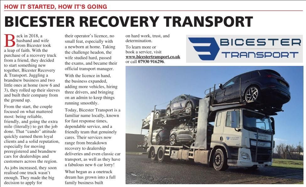 Publication on the journey of Bicester Recovery & Transport becoming Bicester Transport and the growth.