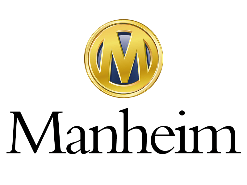 Manheim logo: gold-framed blue 