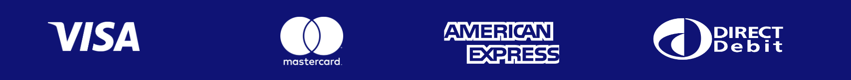 Visa and american express logos on a blue background