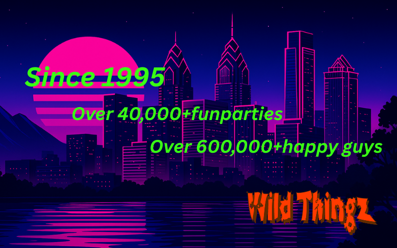 Neon cityscape ad. Text reads