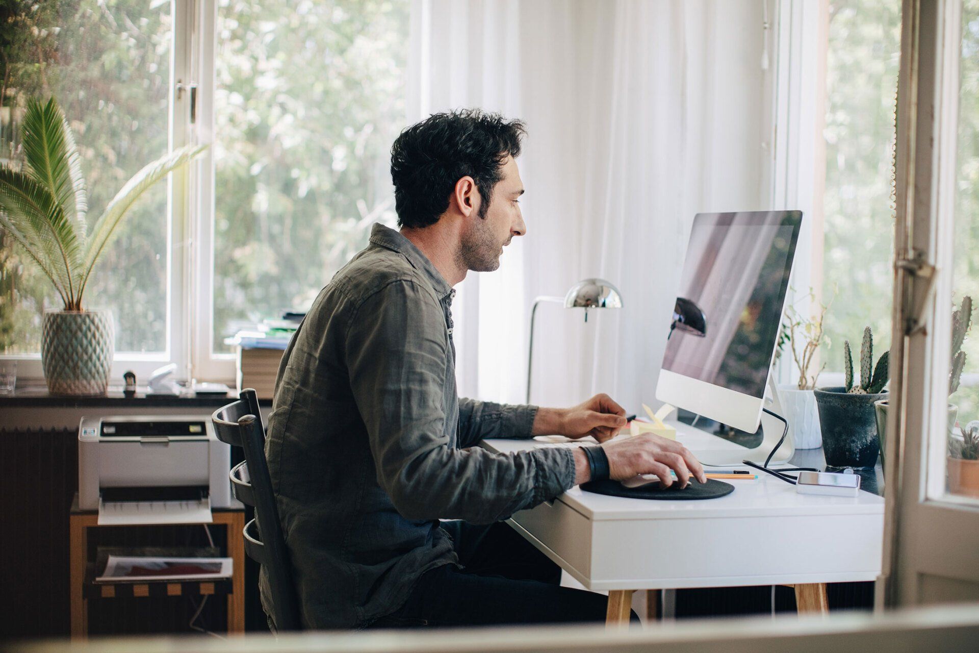 Guy working from home during COVID-19