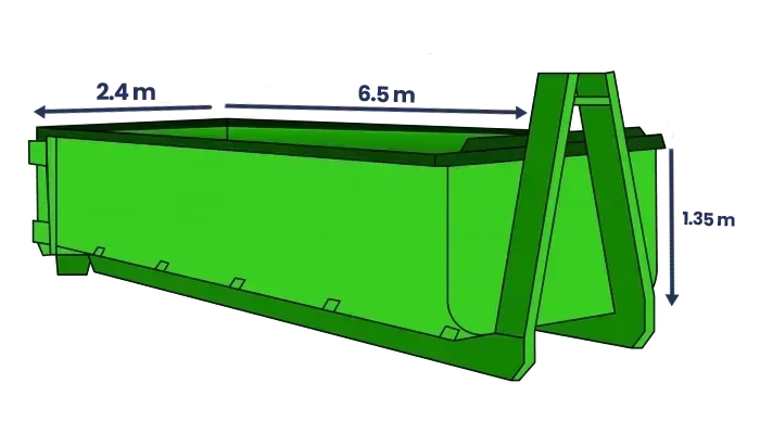 15m hook skip bin from Bin Master