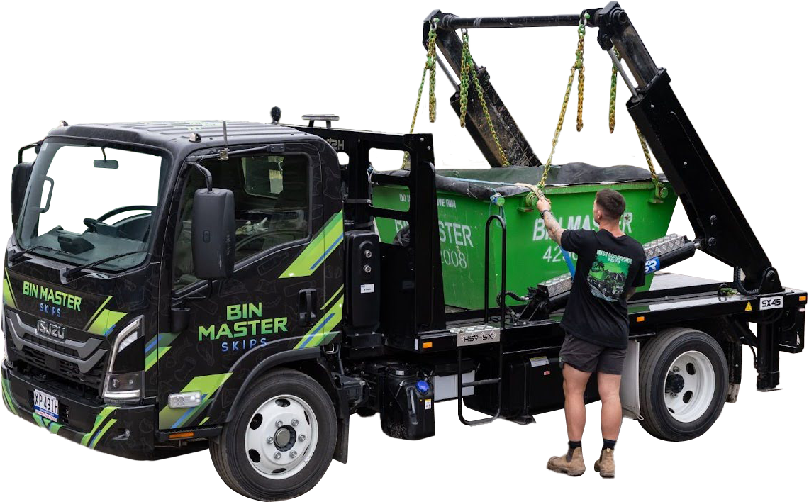 Bin Master's owner loading a skip onto their truck