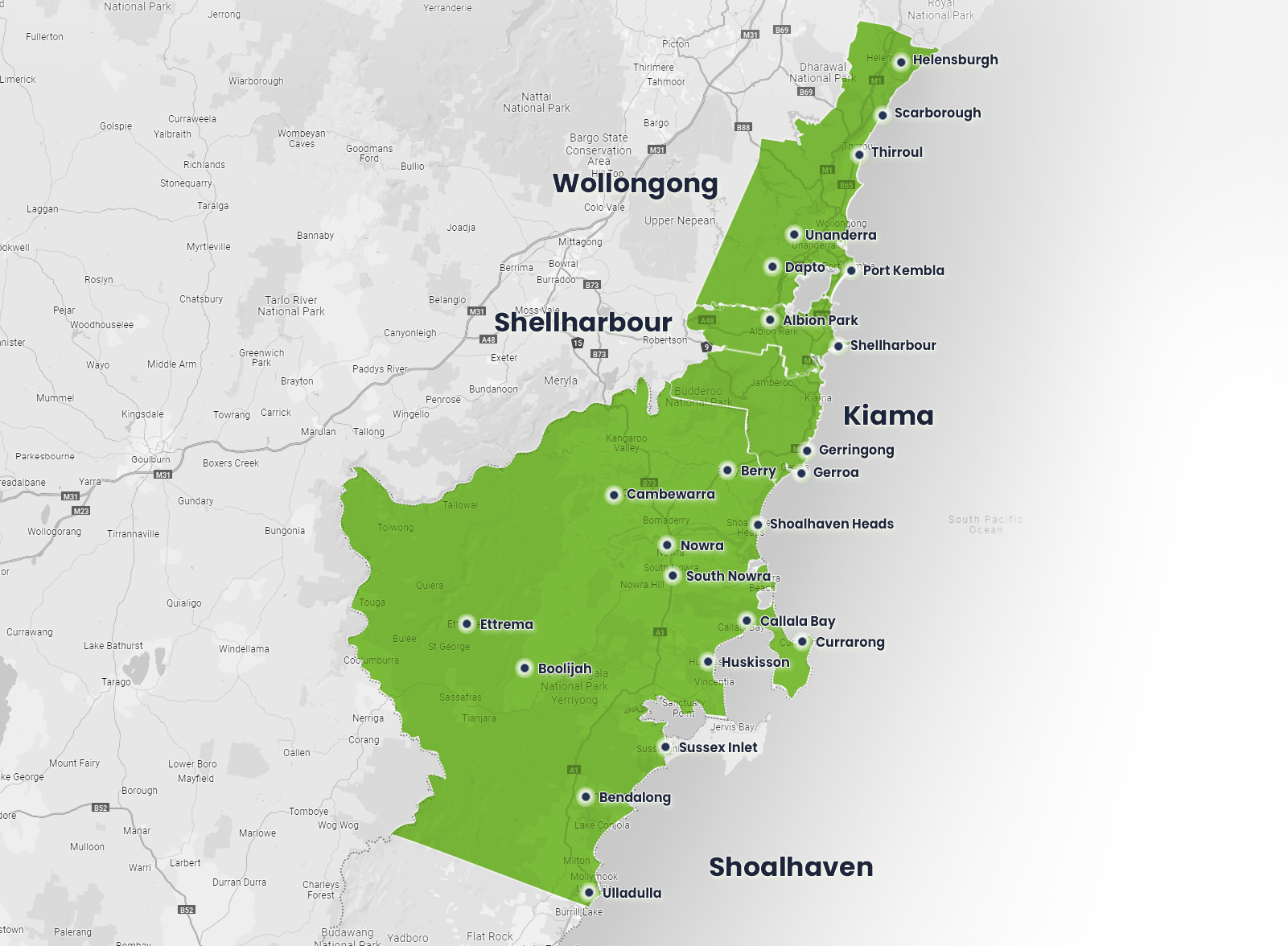 Bin Master service area map