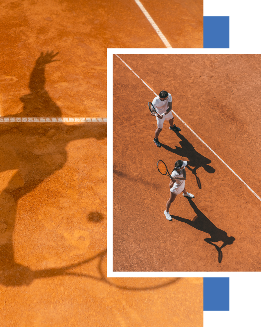 A man and a woman are walking on a tennis court