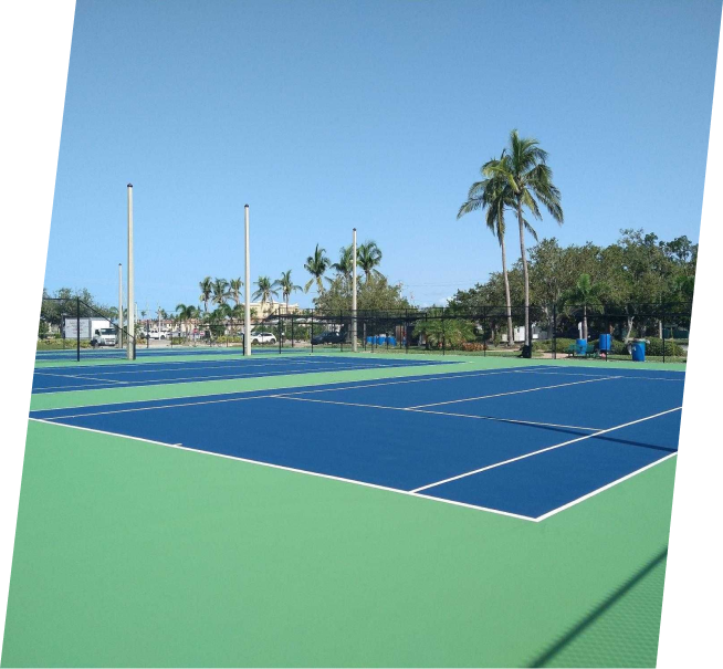 Tennis Court with Palm Trees