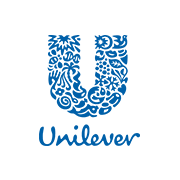 Ein blaues Logo für Unilever mit einem Buchstaben U