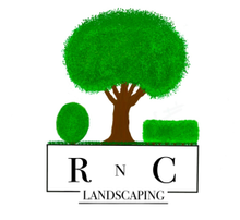 A logo for RNC Landscaping with a tree and bushes