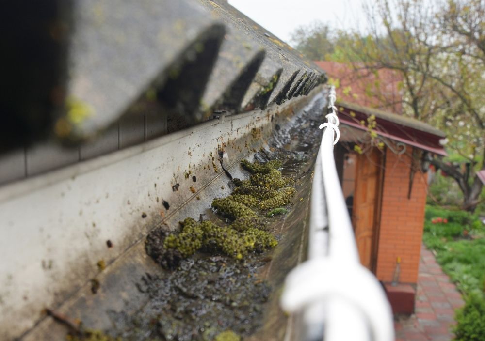 typical dirty gutter in Bradford before cleaning