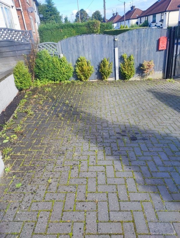 before driveway cleaning services for a block paving driveway in Bradford