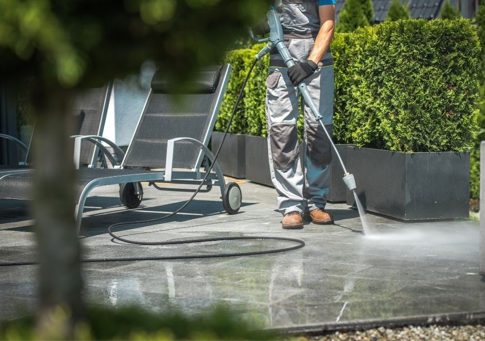 Jimmy's External Cleaning Services cleaning  patio in Bradford