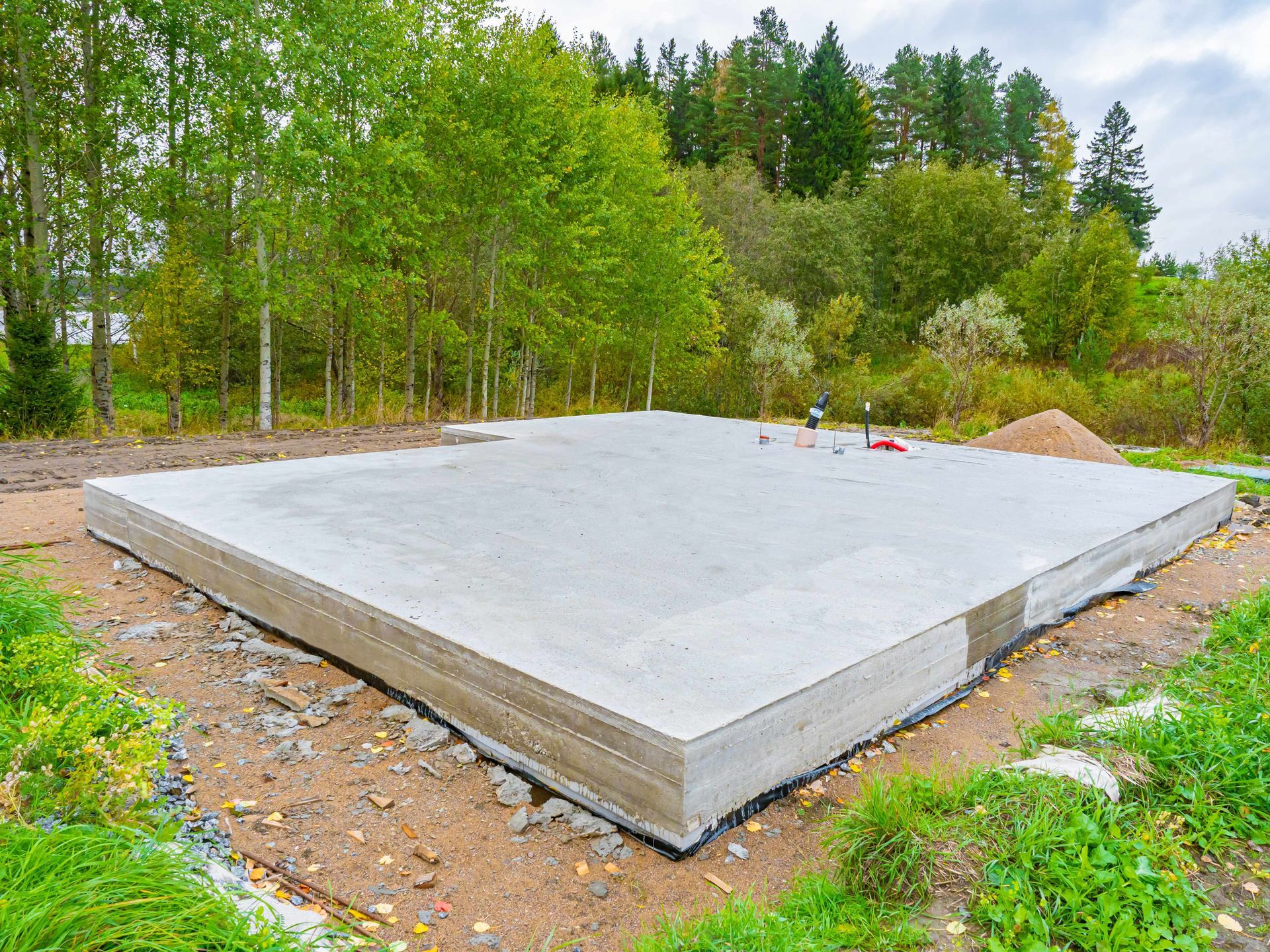 A concrete foundation in Richland, Washington