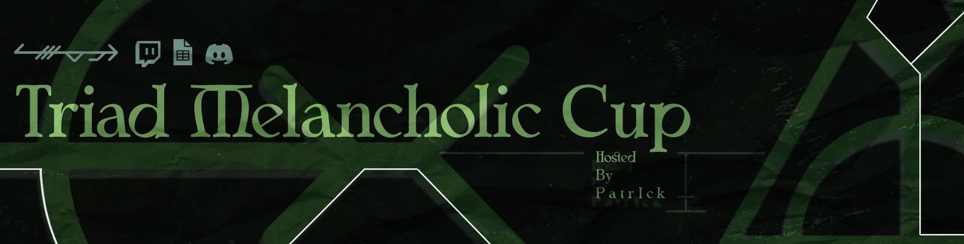 Green banner reading “Triad Melancholic Cup” with small icons and geometric accents