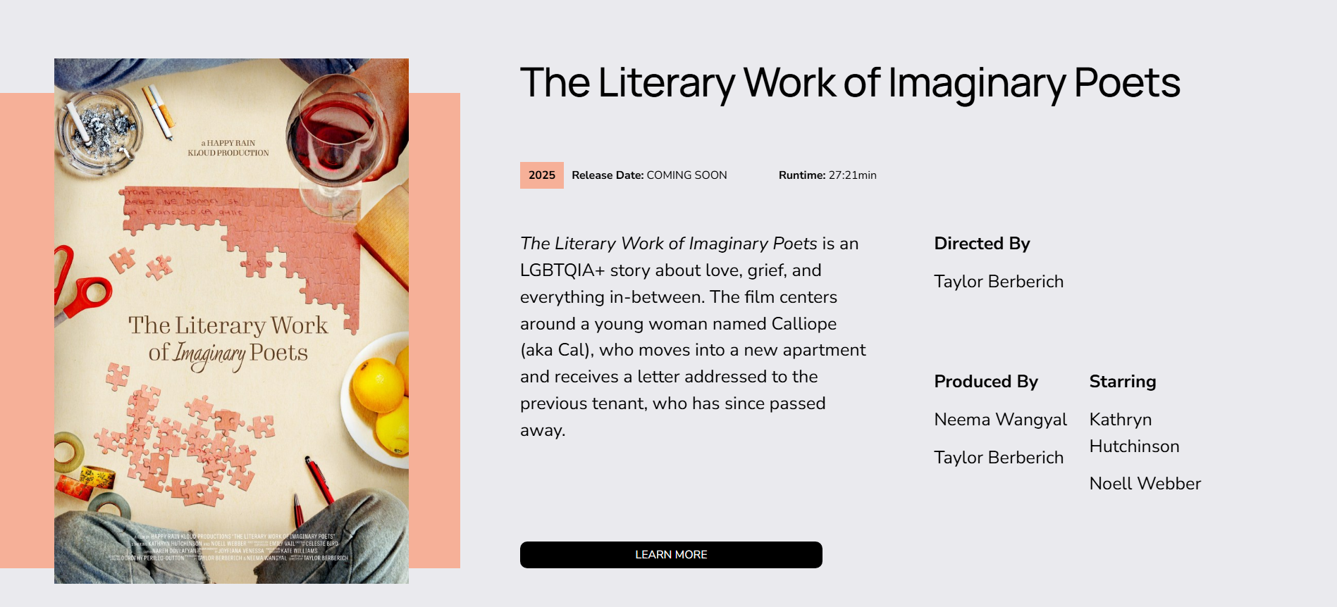 Book cover and listing for “The Literary Work of Imaginary Poets” with pastel floral artwork and author details