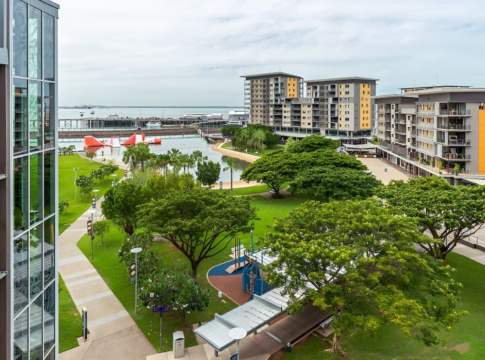 An Aerial View Of A City With Lots Of Trees And Buildings — Alta Cleaning Service In Darwin, NT