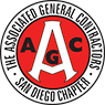 The logo for the associated general contractors san diego chapter.