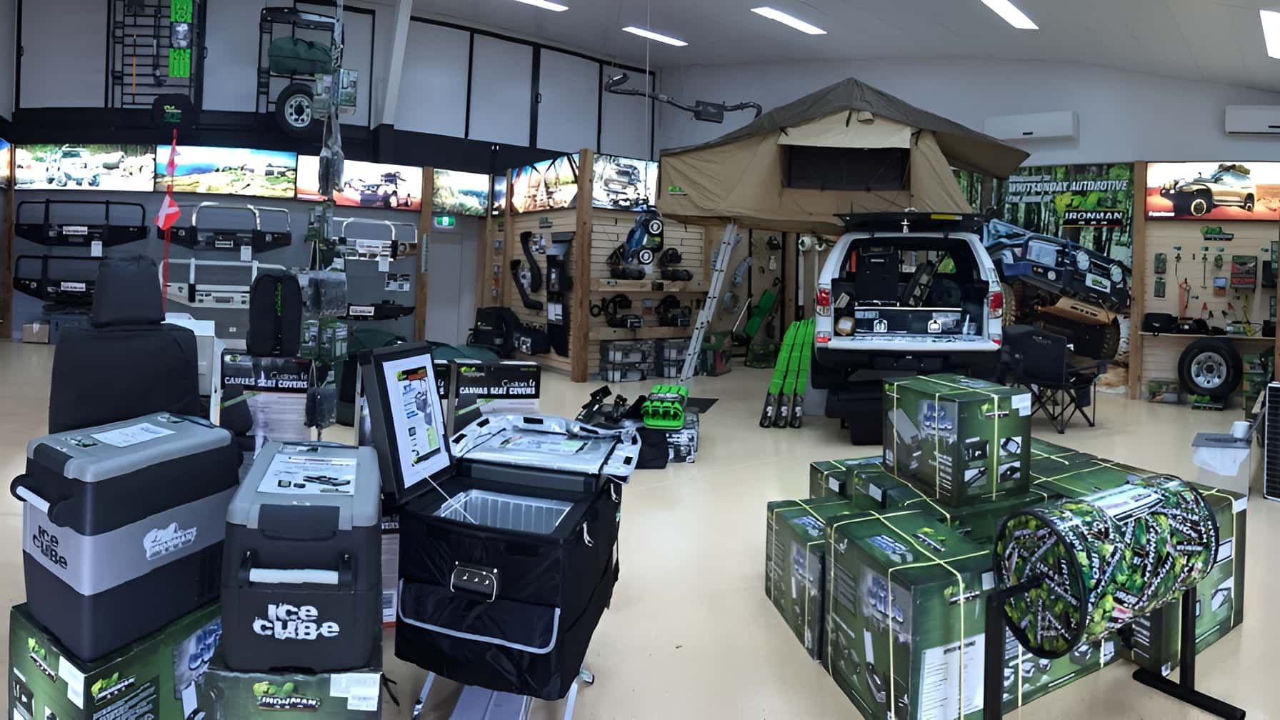 A Showroom Filled With a Variety of Vehicles and Accessories — Whitsunday 4x4 & Automotive In Proserpine, QLD