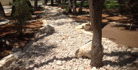 hardscaped path with white rocks