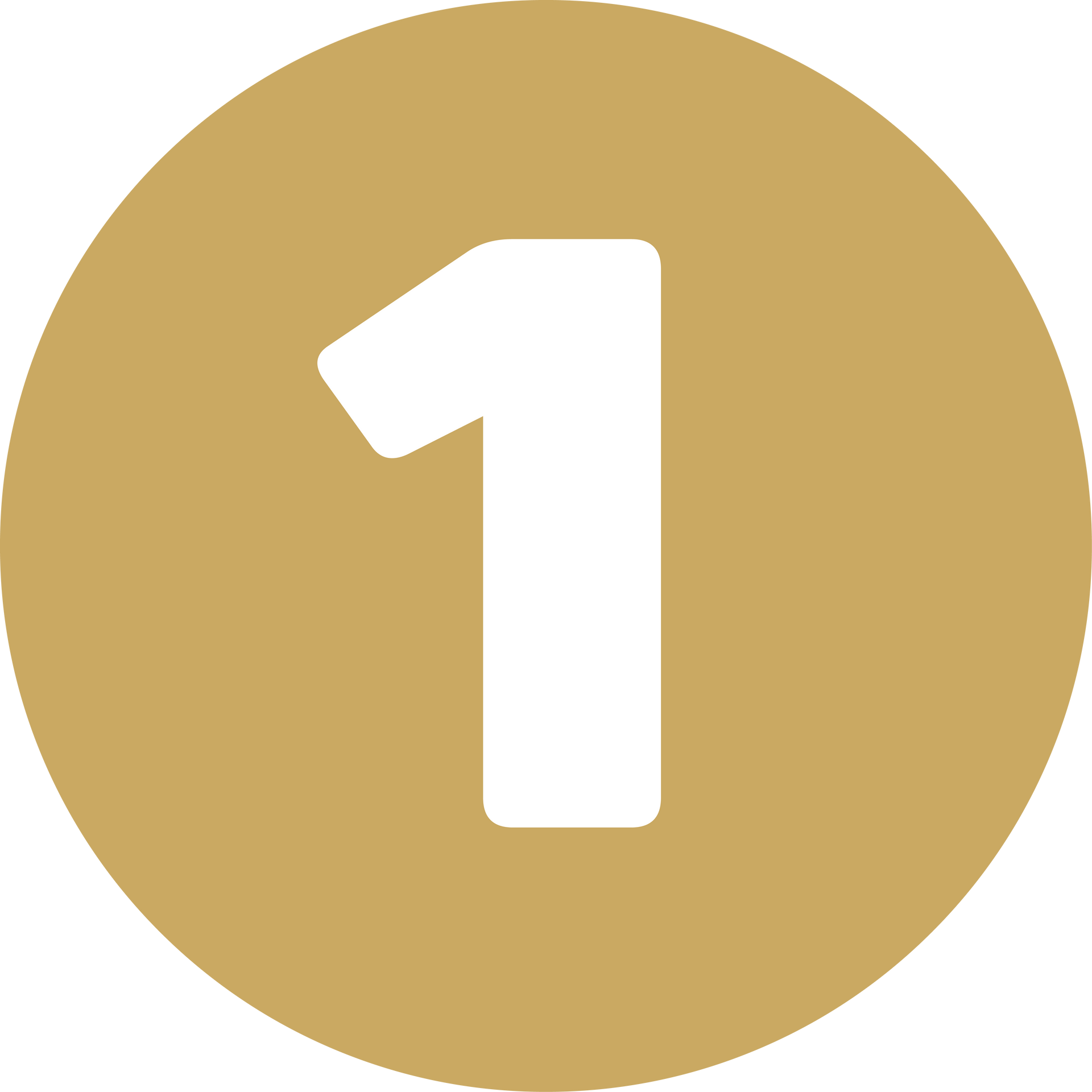 Gold circle with a white number 1 centered inside