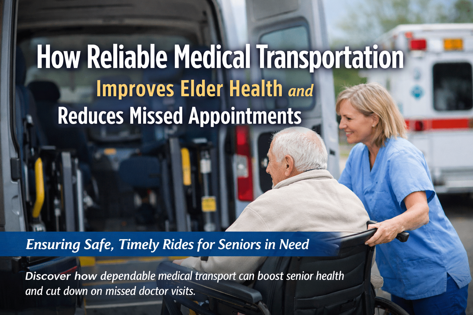 Non-emergency medical transportation helping elderly patient attend medical appointment safely.