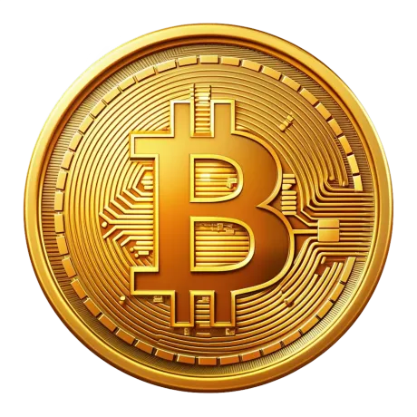 Moneda de Bitcoin dorada, grabada con el símbolo