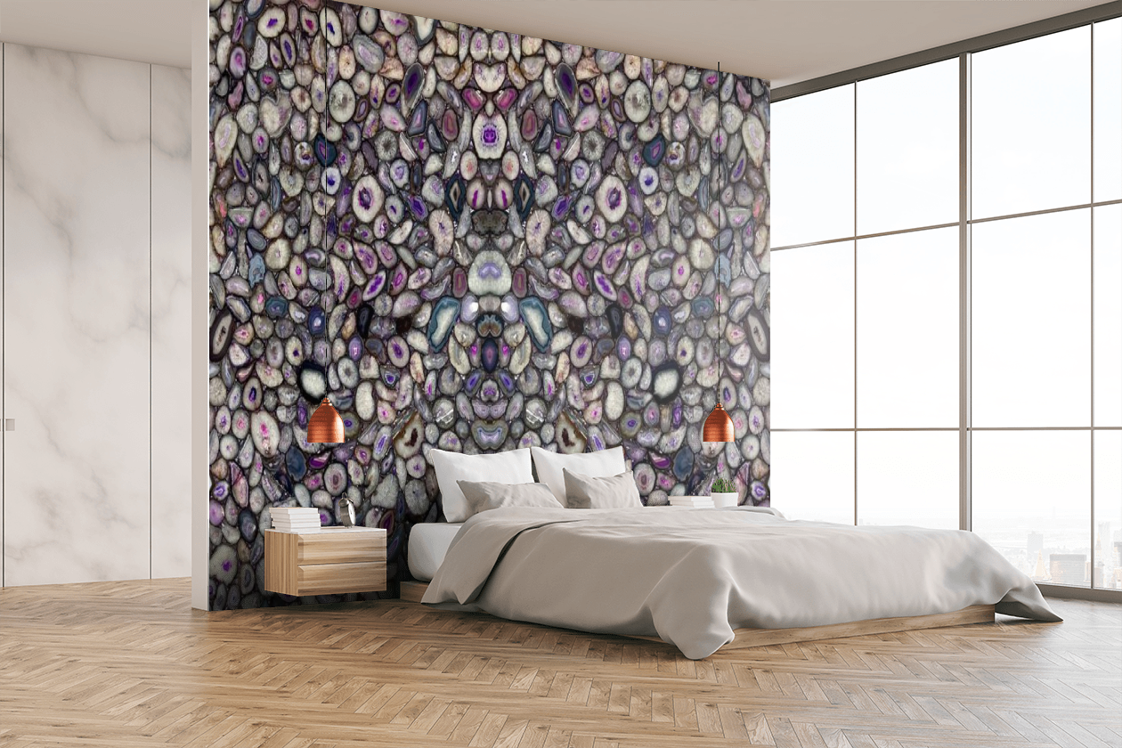 A bedroom with a large bed and a large window.