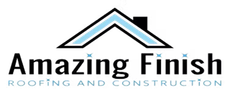 The logo for amazing finish roofing and construction shows a roof with a triangle on it.