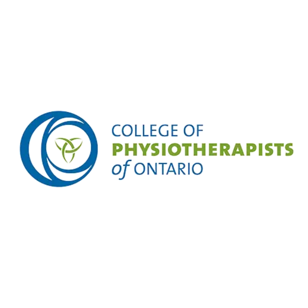 Logo of the College of Physiotherapists of Ontario. Blue and green circular emblem with text.