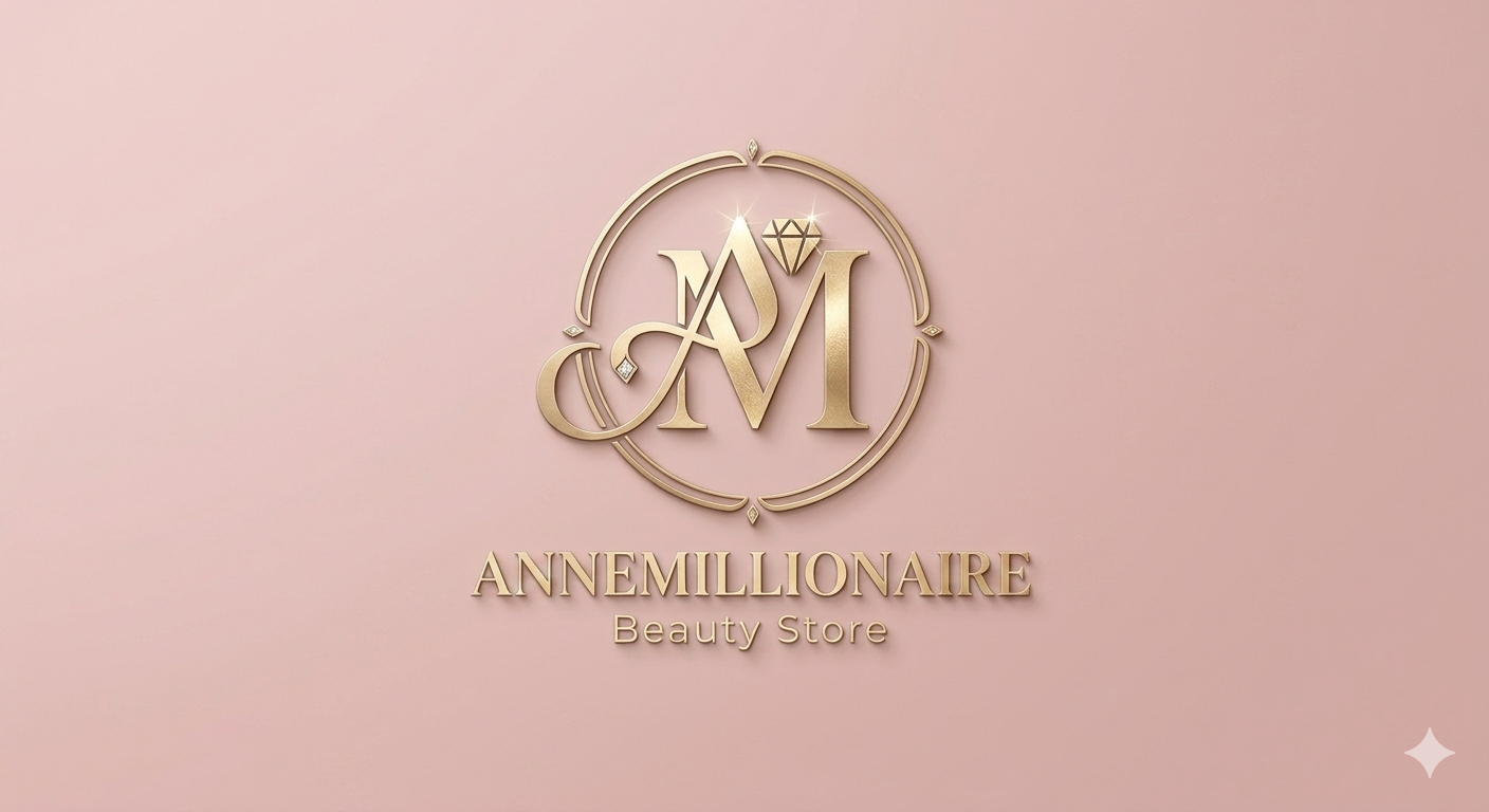 Gold ANNEMILLIONAIRE Social Studio logo on a soft pink background