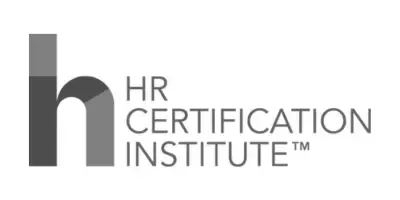 The logo for the hr certification institute is black and white.